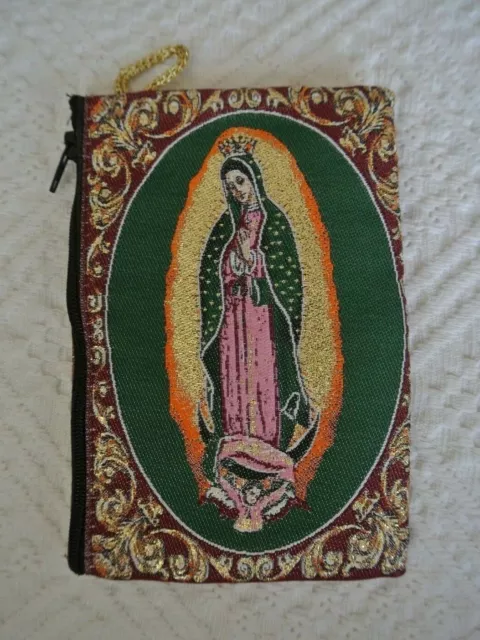 Icon of Our Lady of Guadalupe, Virgin of Guadalupe Tapestry Bag, Zippered Purse