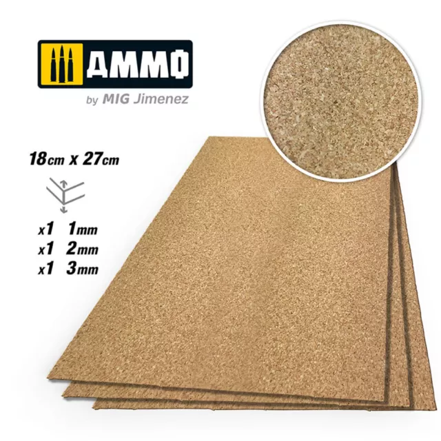 Ammo MIG A.MIG-8838 - CREATE CORK Fine Grain Mix (1, 2 and 3mm) 1 pc. each size