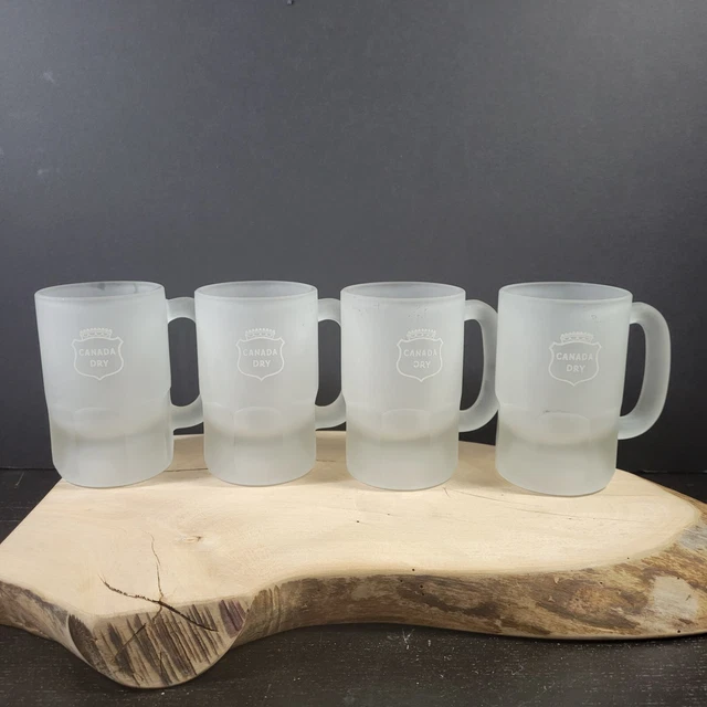 Canada Dry Ginger Ale 8 oz Frosted Handle Mugs Lot Of 4 Float Mugs Heavy READ