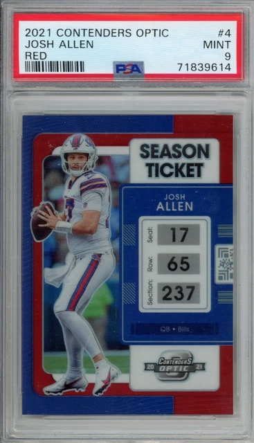 JOSH ALLEN RARE RED PRIZM /175 2021 Panini Contenders OPTIC #4 PSA 9 Mint