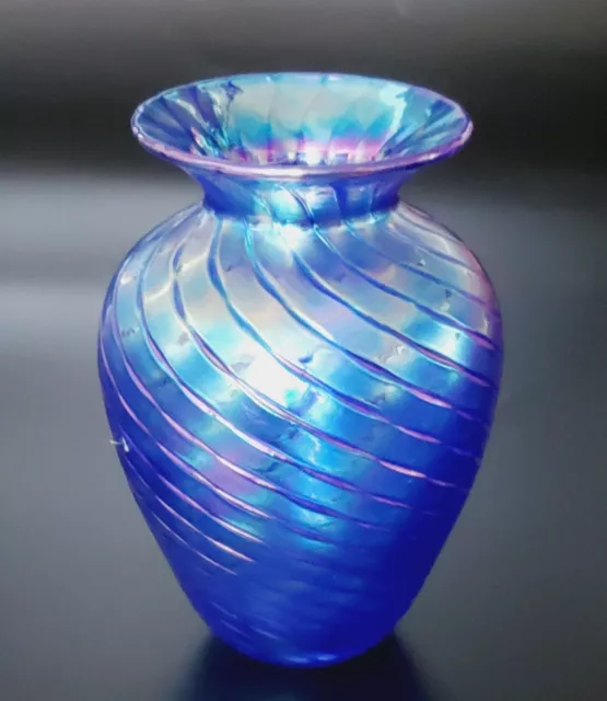 Vintage Art Glass Studio Irridescent 4" Glass Vase Mt St Helens