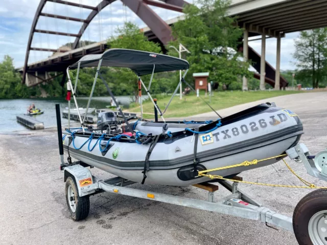 Zodiac Boat Dinghy Inflatable Boat 14' Ft + 15hp Yamaha Outboard & Trailer +More