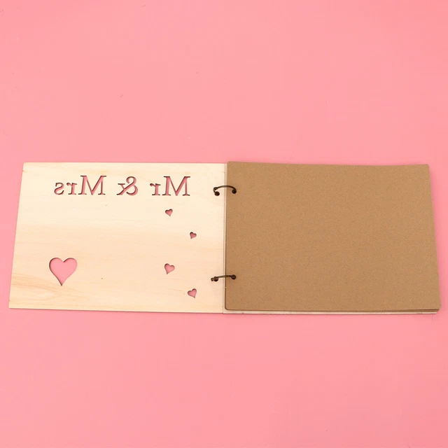 1 pz libro degli ospiti matrimonio creativo vuoto libro accesso intagliato legno