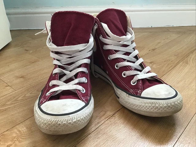 Top alto rosso bordeaux Converse tutto ⭐️ stella taglia UK 6 EUR 39