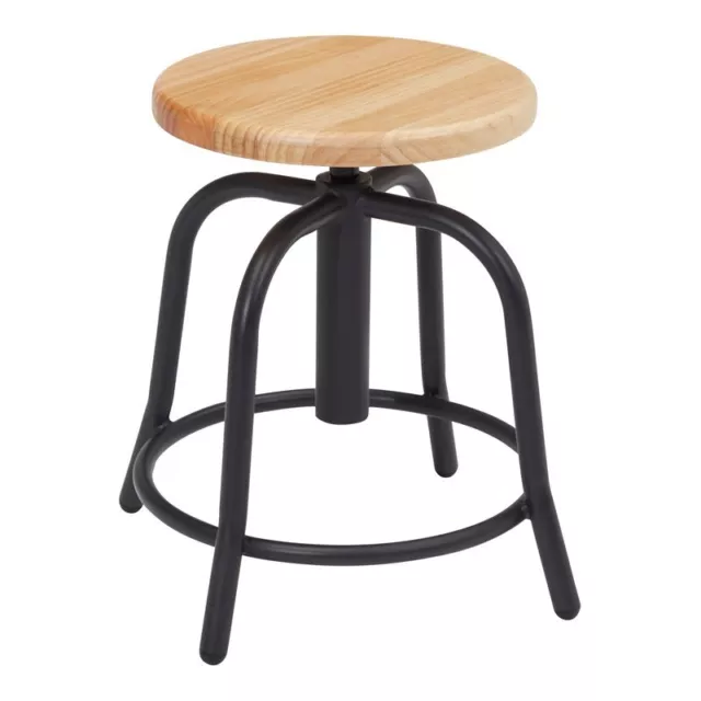 NPS 6800 Series 19-25" Height Adjustable Swivel Wood Stool in Black/Oak