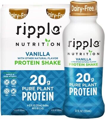 Batido de proteínas Ripple Vanilla Nutrition 12 oz (Paquete de 4)