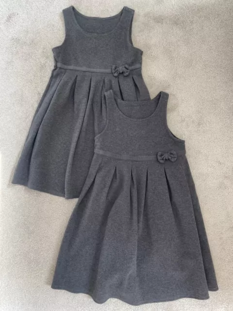 Marks Spencer Girls Pinafore School Dress x 2 - Grey - Size 6-7 years