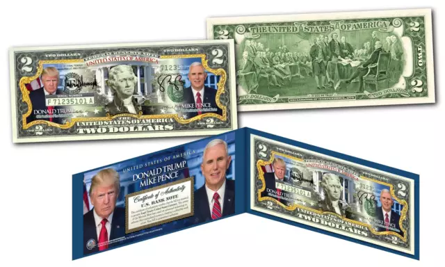 DONALD TRUMP / MIKE PENCE * OFFICIAL PORTRAITS * Genuine Legal Tender US $2 Bill