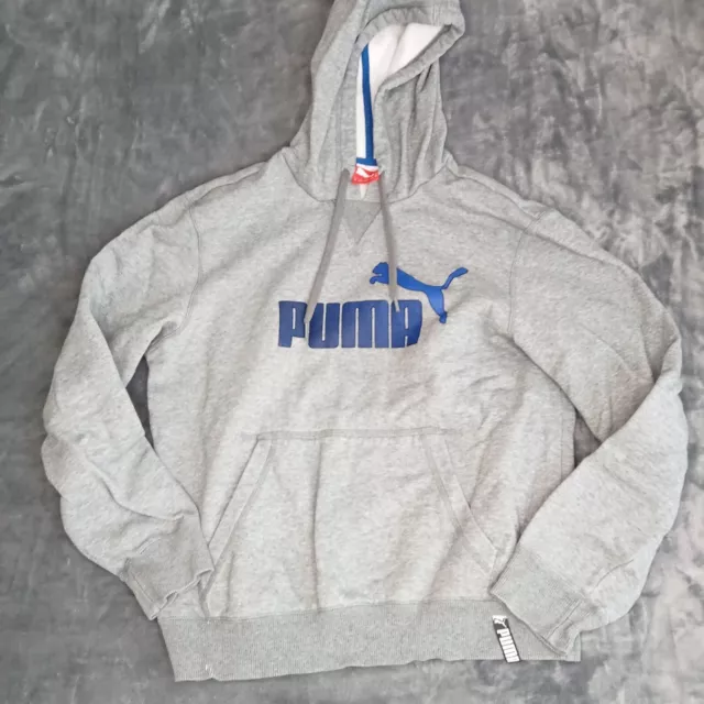 Puma Hoodie Men's Size Medium Grey Long Sleeve Drawstring Spellout Logo