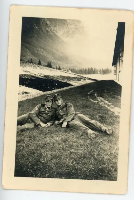 2 GEBIRGSJAGER SOLDIERS Pose w/ STEEP Mountains Behind Them German WW2 ...