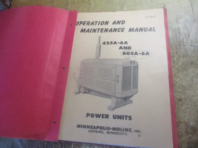 Operation Maintenance Manual S-365 425A-6A 605B-6A Power Unit Minneapolis Moline