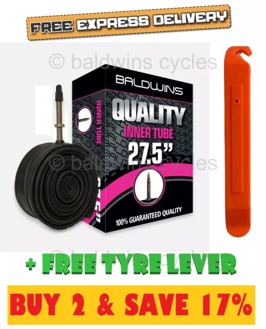 Baldwins 27.5 x 2.35 Presta French Valve Bike Cycle Inner Tube + FREE TYRE LEVER