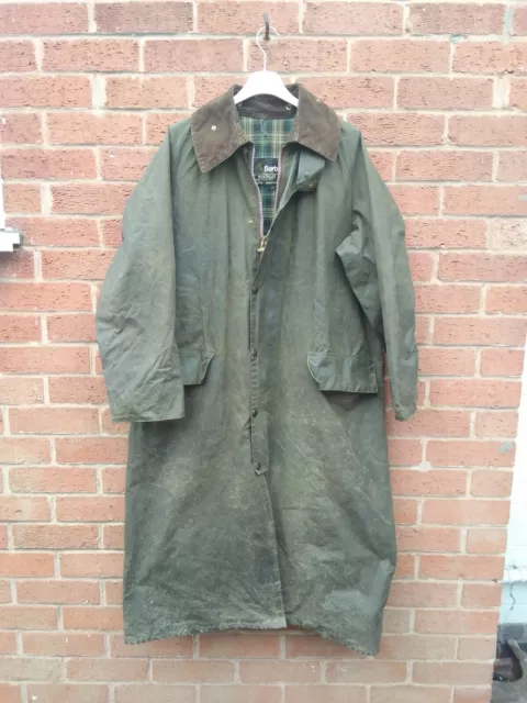 Barbour Burghley Wax Trench Coat Jacket Mens XL Vintage 2 Crest 80s