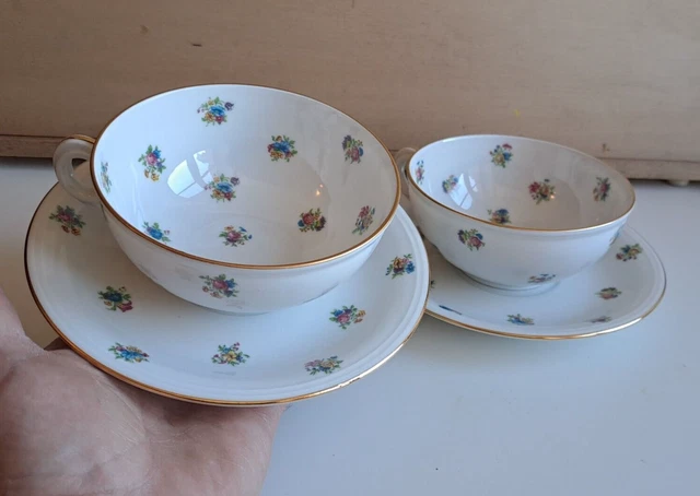 Duo Grandes Tasses à thé ou à chocolat ancienne porcelaine de Limoges-France