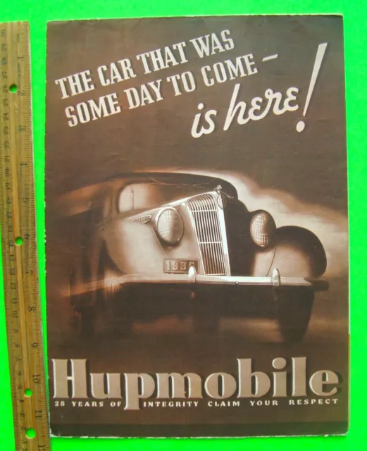 1936 HUPMOBILE EIGHTS & SIXES BROWN-TONE FOLDER / POSTER BROCHURE Scarce XLNT+