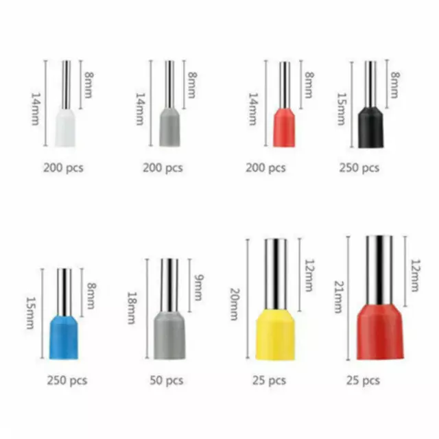 1200X Cable Wire Cord Pin End Bootlace Ferrule Terminal Kit Crimp Connectors Set 3