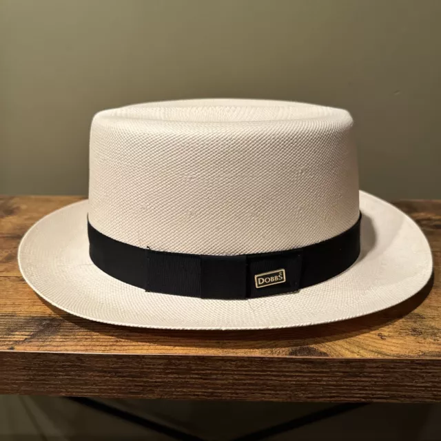 Dobbs Fifth Avenue New York Optimo Panama Straw Hat Natural White Sz Large 7 3/8