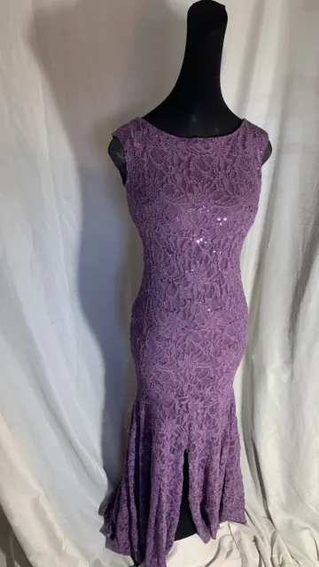 Women's Mermaid Style Formal Dress Prom Party Wedding Purple Sz 3/4 Jump Apparel