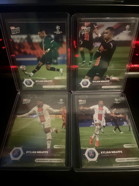 Kylian Mbappe Topps Now 4 Card Bundle PSG
