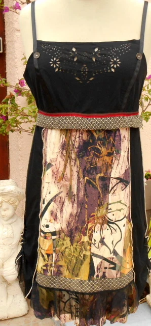 Robe Tunique Grise LMV - Taille 38/40, Modèle Gris 606, Brodée, En Coton/polyester, Très Bon état