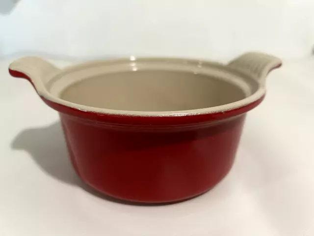 Le Creuset Red #14 Enamel Cast Iron Casserole Soup Bowl Dish Vintage