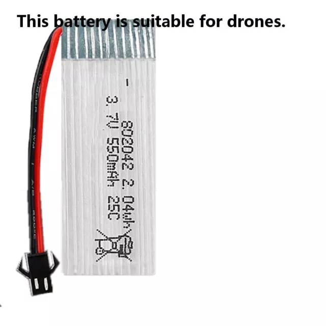 1×3.7V 802042 25C 550mAh Rechargeable Li-Po Battery SM-2P plug For X5Sc Rc Drone