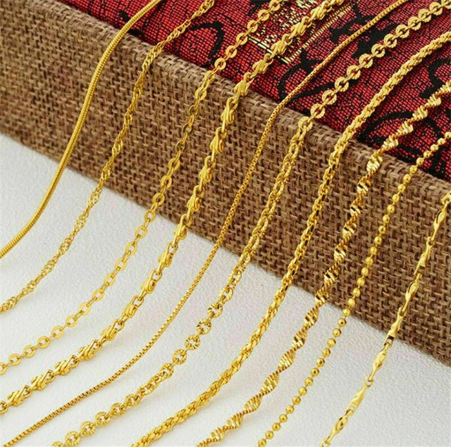 24K Gold Plated Ladies Clavicle Chain Necklace Bracelet Choker Snake Bone Wave