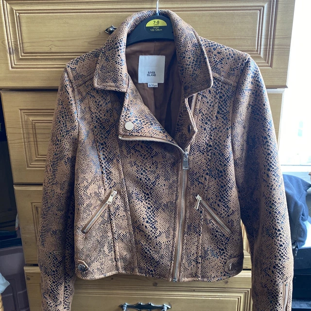 river island girls suedette snake skin print jacket aged 9-10 years