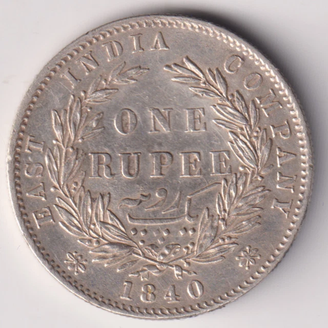 East India Company 1840 Victoria Queen One Rupee Silver Coin In Top Grade