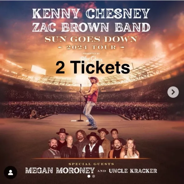 Kenny Chesney Tickets (2) Sandbar - Tampa 4/20/24