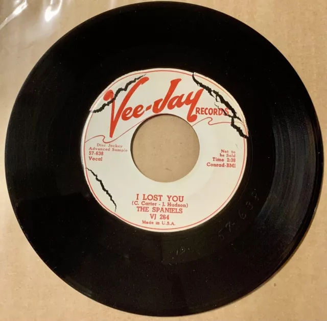The Spaniels 1957 DOO WOP 45 I Lost You / Crazee Babee VEE JAY DJ VG++ HEAR