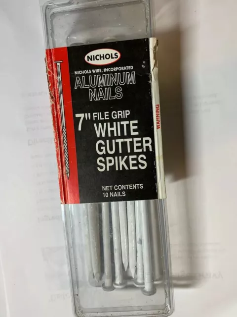 Gutter Spikes White 7” Aluminum Nails By Nichols   16 total In Package