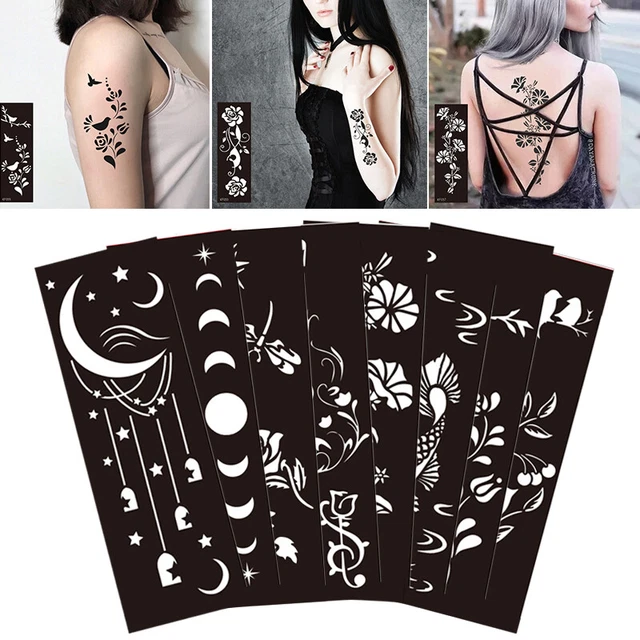 Adhésif Inde Henné Tatouage Art Corps Peinture Pochoir Creuse Structure G #K