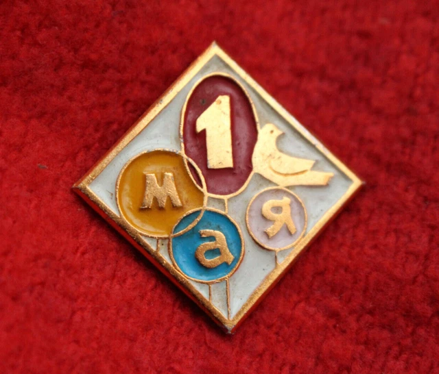 Distintivo vintage URSS Unione Sovietica giorno maggio 1 maggio festa dei lavoratori colomba della pace