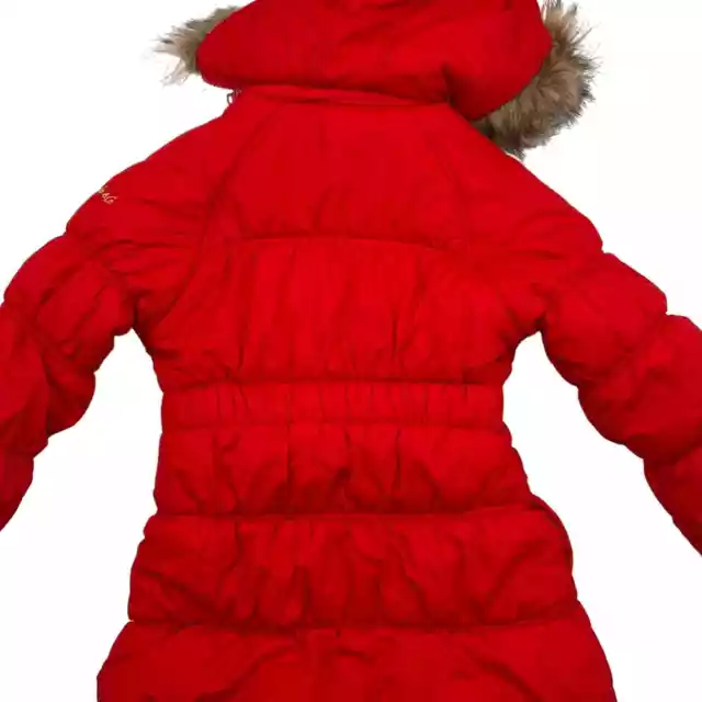 HAWKE & CO Outfitter Girls Small Winter Jacket Red Hood Faux Fur Puffer ...