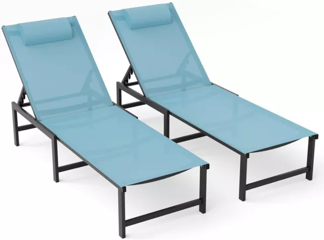 Chaise Lounge Chair Outdoor,Aluminum Patio Lounge Chairs Set of 2