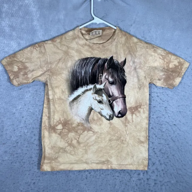 A1 Vintage The Mountain Horse Stallion Calf T Shirt Youth XL Beige Cotton