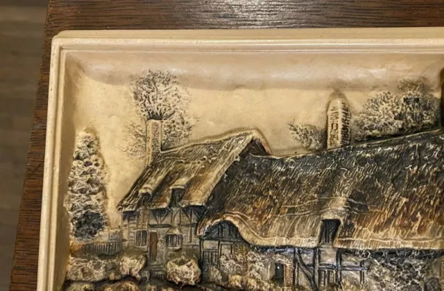 Vintage Antique Ivorex England Wall Hanging Plaque Ann Hathaway's Cottage 2