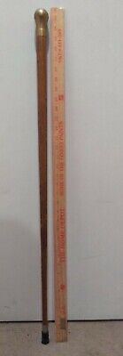 Antique Vintage WS Heavy SOLID BRASS top Handle CANE oak walking stick 35 3/4+"