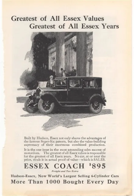 Hudson Essex Coach Super Six Greatest of All Essex Values 1925 Vintage Ad Hudson