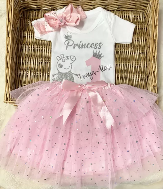 Baby Girl Birthday Princess Outfit Name Age Size 1,2,3, Any character