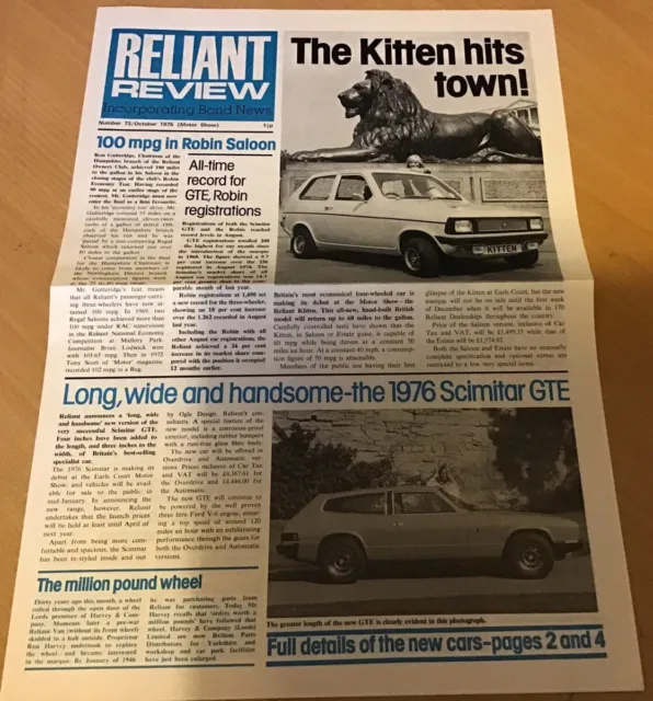 RELIANT REVIEW Inc BOND NEWS NEWSPAPER No 73 Oct 1975