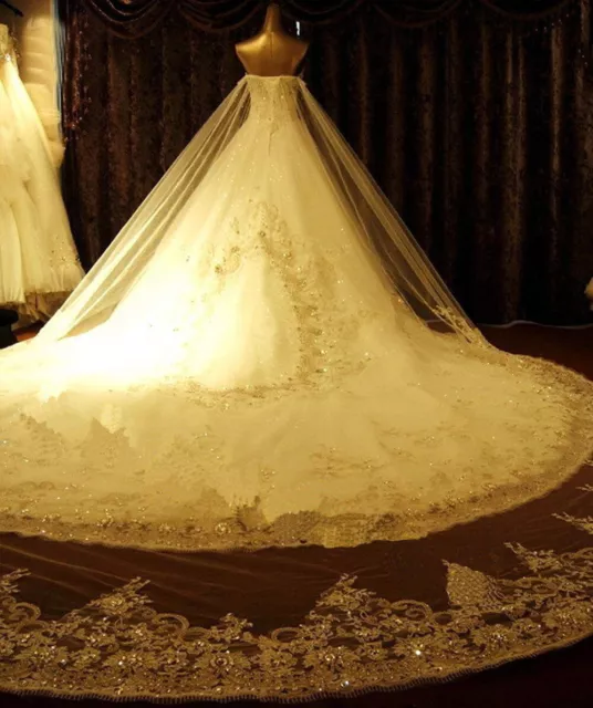 High Quality Crystal Sparkle Wedding Dresses Detachable Back Train Bridal Gown 3