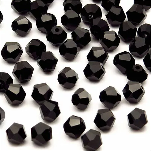 Lot de 40 Perles Tchèques Toupies en Cristal 4mm Noir