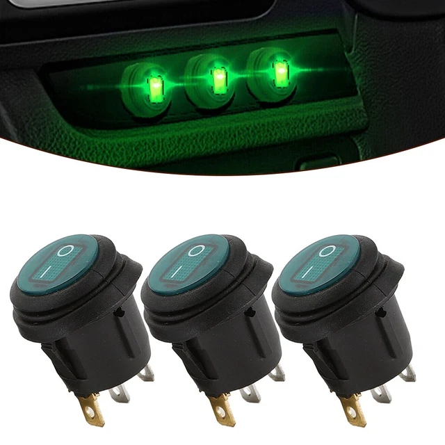 Interrupteur à Bascule 12V 5A (15A Max) 3 Broches - Pour Bateau, Camping-car, Voiture, Camion - Noir Ou Rouge - 9