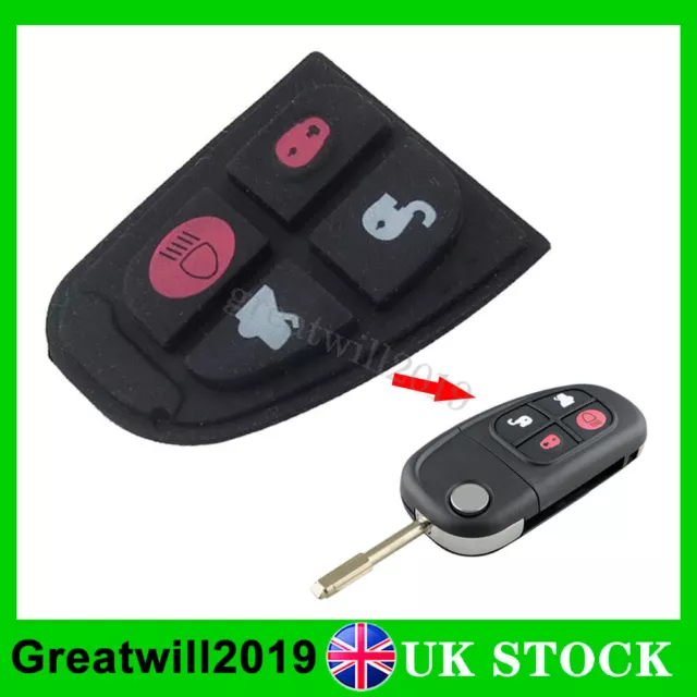 For Jaguar X-Type S-Type XF XJ XJR 4 Button Rubber Key Pad Fob Case Replacement