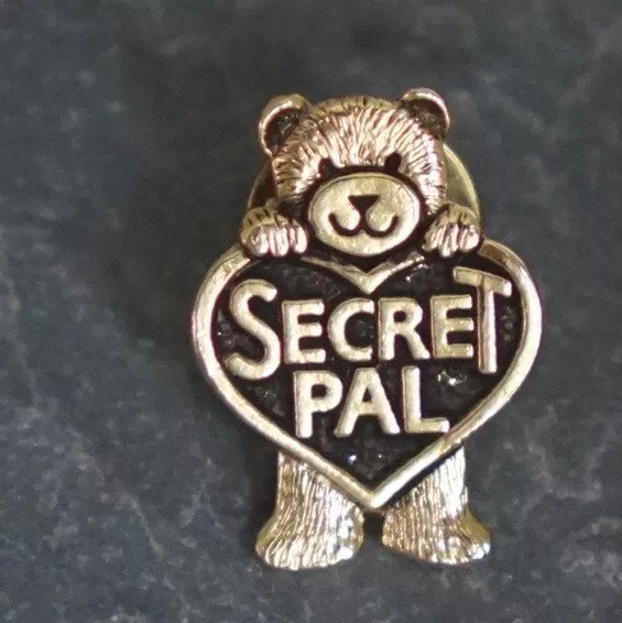 Secret Pal Teddy Bear Metal Pinback Hat Pin Lapel Pin - Gold Tone Metal