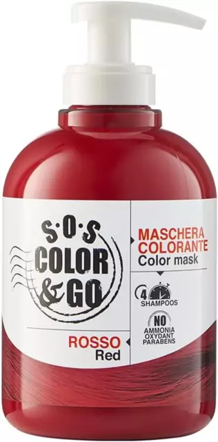 S.O.S Color 6 Go Maschera Colorante Riflesssante E Ravvivante, Rosso, 300 Millil