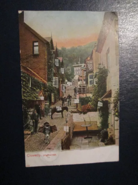 Postcard of Clovelly, High Street (Posted 1905) Peacock Series