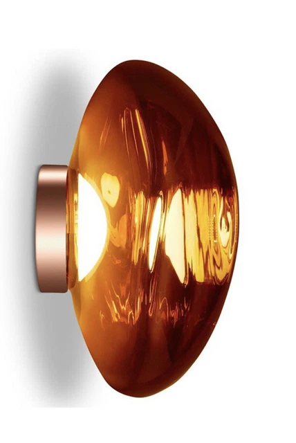 Large 19.5” Tom Dixon Copper Melt Led Wall Or Ceiling Light Fixture